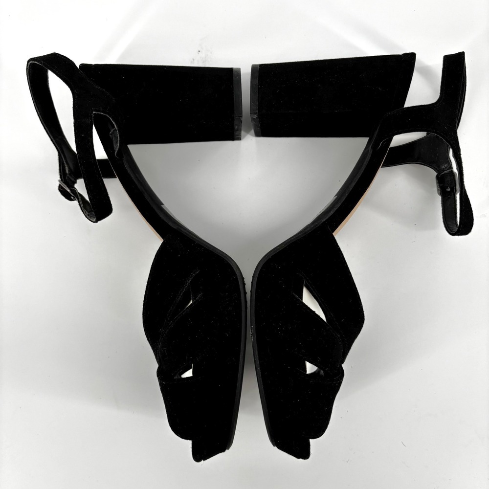 Pop Garcelle Black Crisscross Ankle Strap Block Heel Platform Sandal sz 10 - Picture 4 of 8